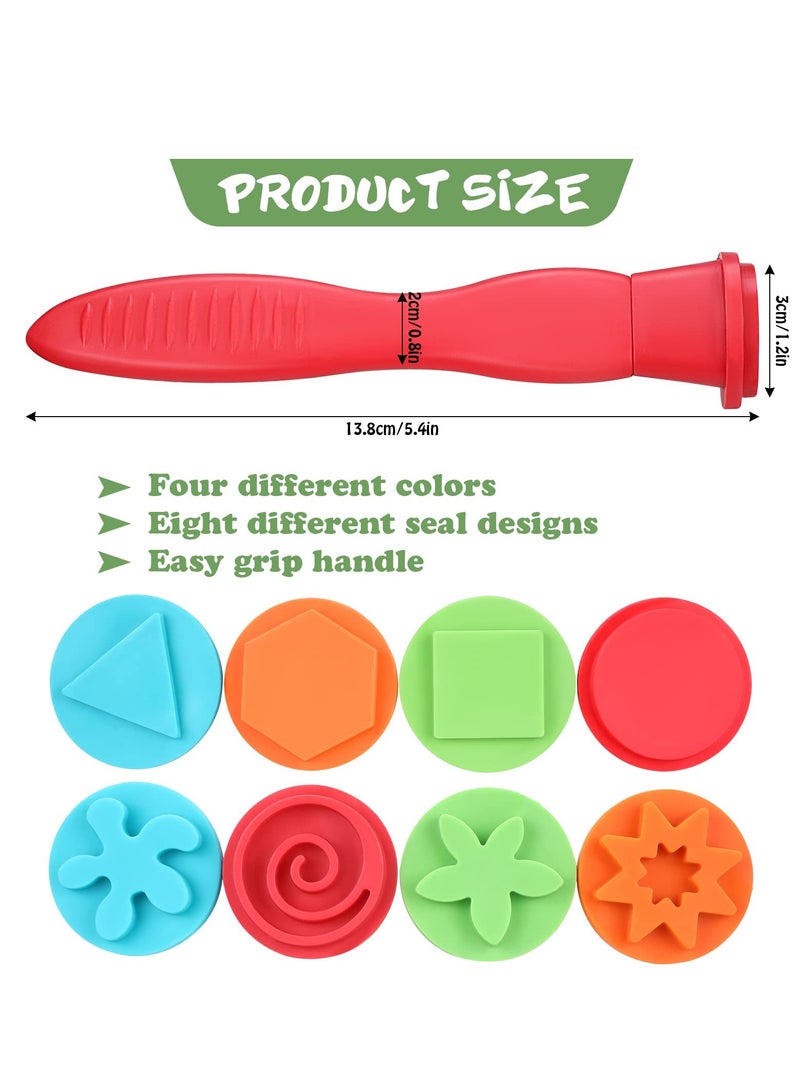 Geometric Shape Stamps Set, 8 Pcs Creative Paint and Dough Stampers for Kids, Ideal for Arts and Crafts, Card Making, and DIY Projects