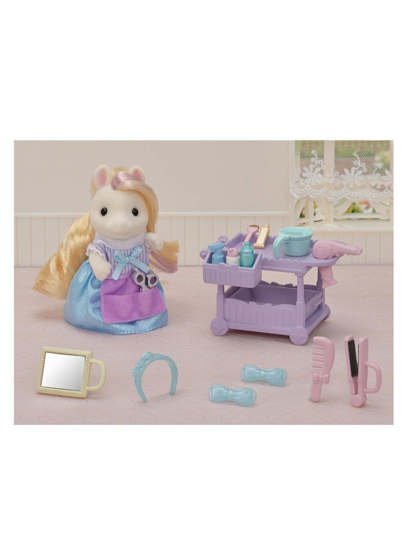 Pony's Hair Stylist Set | Multi-Color | Includes Hair Cart, Accessories, and Manely Pony Mother Serafina | Features Comb, Hair Tools, and Storage | Ages 3 & Up