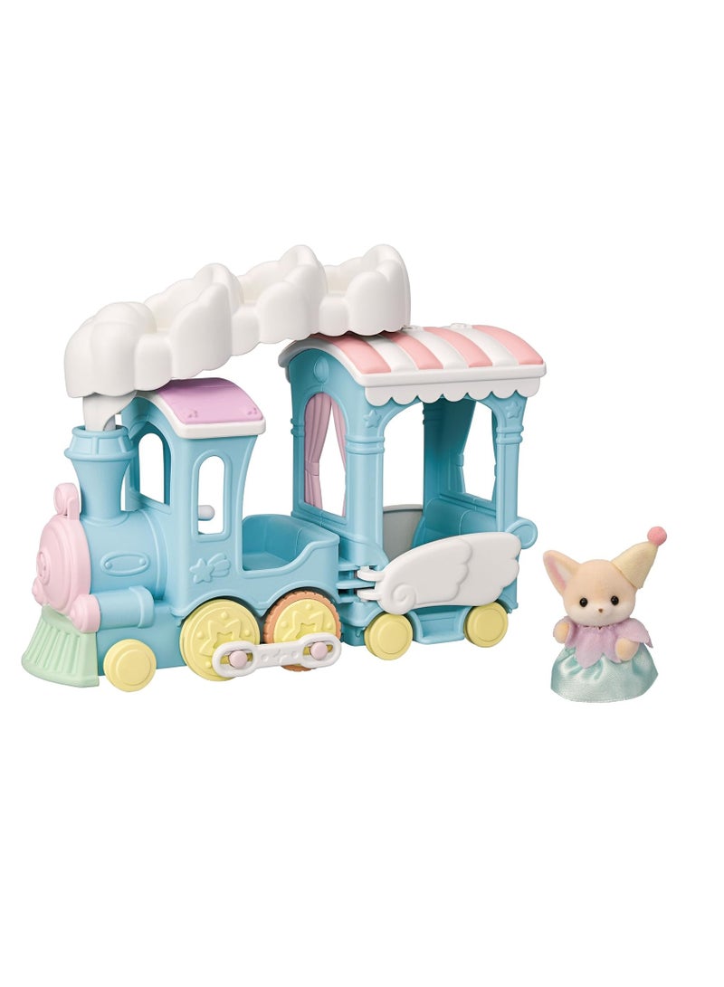 Floating Cloud Rainbow Train | Unisex | Plastic | Parade Train with Movable Parts, Includes Fennec Fox Baby & Cloud Chimney | Baby Amusement Park & Other Sets | Ages 3 & Up