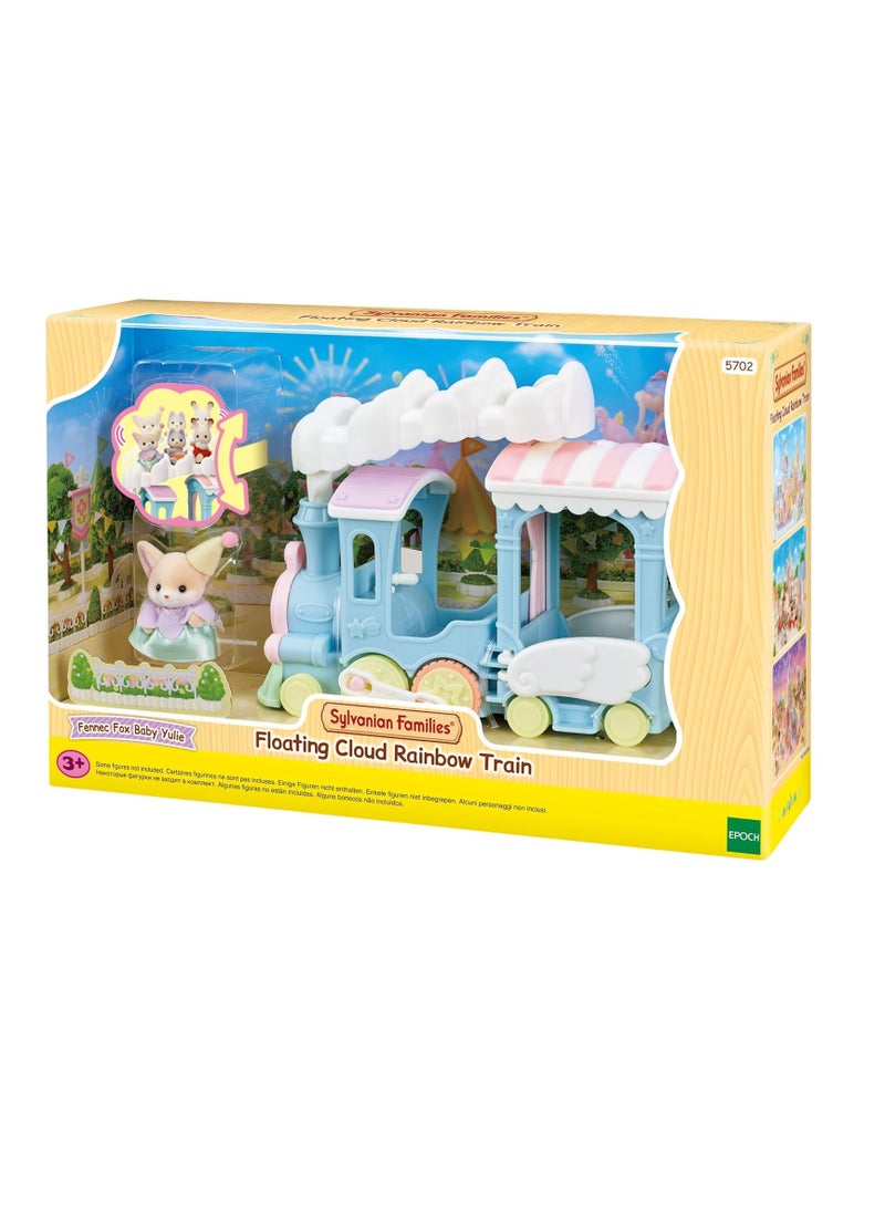 Floating Cloud Rainbow Train | Unisex | Plastic | Parade Train with Movable Parts, Includes Fennec Fox Baby & Cloud Chimney | Baby Amusement Park & Other Sets | Ages 3 & Up