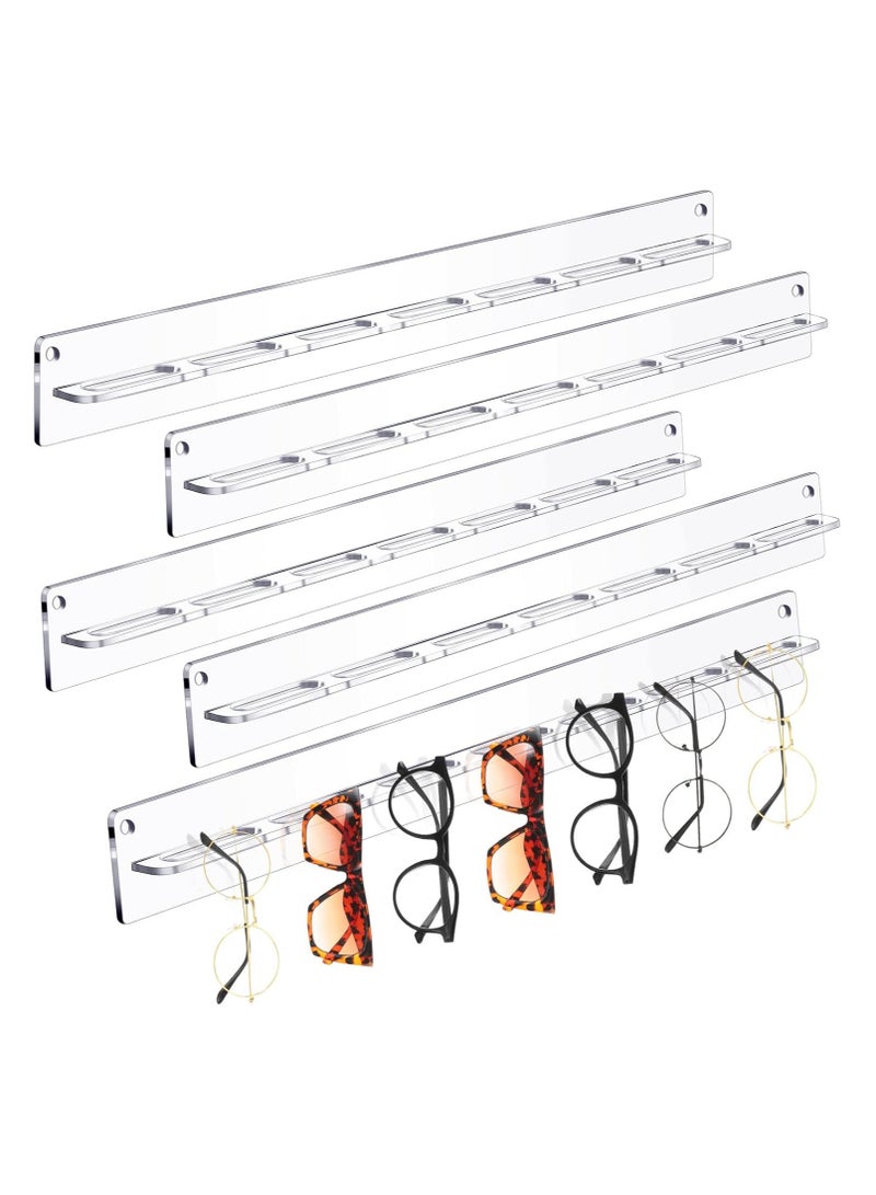 5 Pack Acrylic Sunglasses Organizer - Wall Mounted Eyeglasses Holder (Clear)