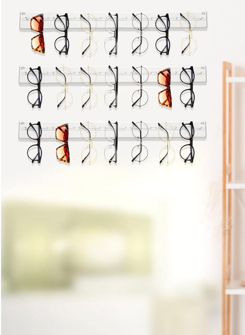 5 Pack Acrylic Sunglasses Organizer - Wall Mounted Eyeglasses Holder (Clear)