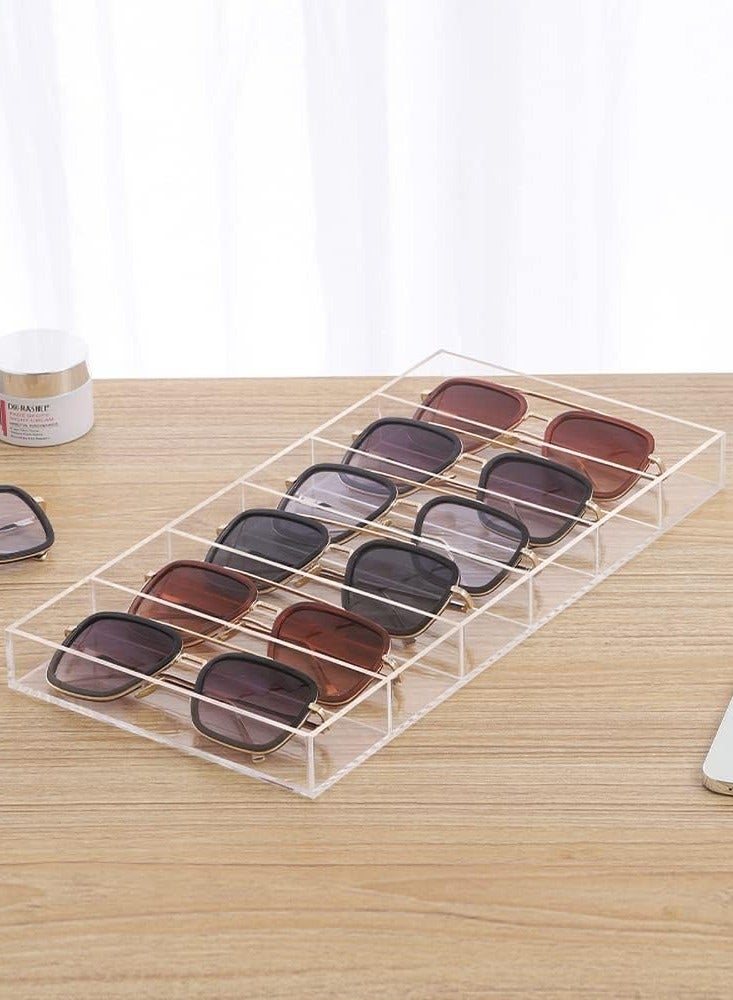 Acrylic Sunglasses Display Organizer, 6 Slot Clear Eyeglasses Storage Case Tray