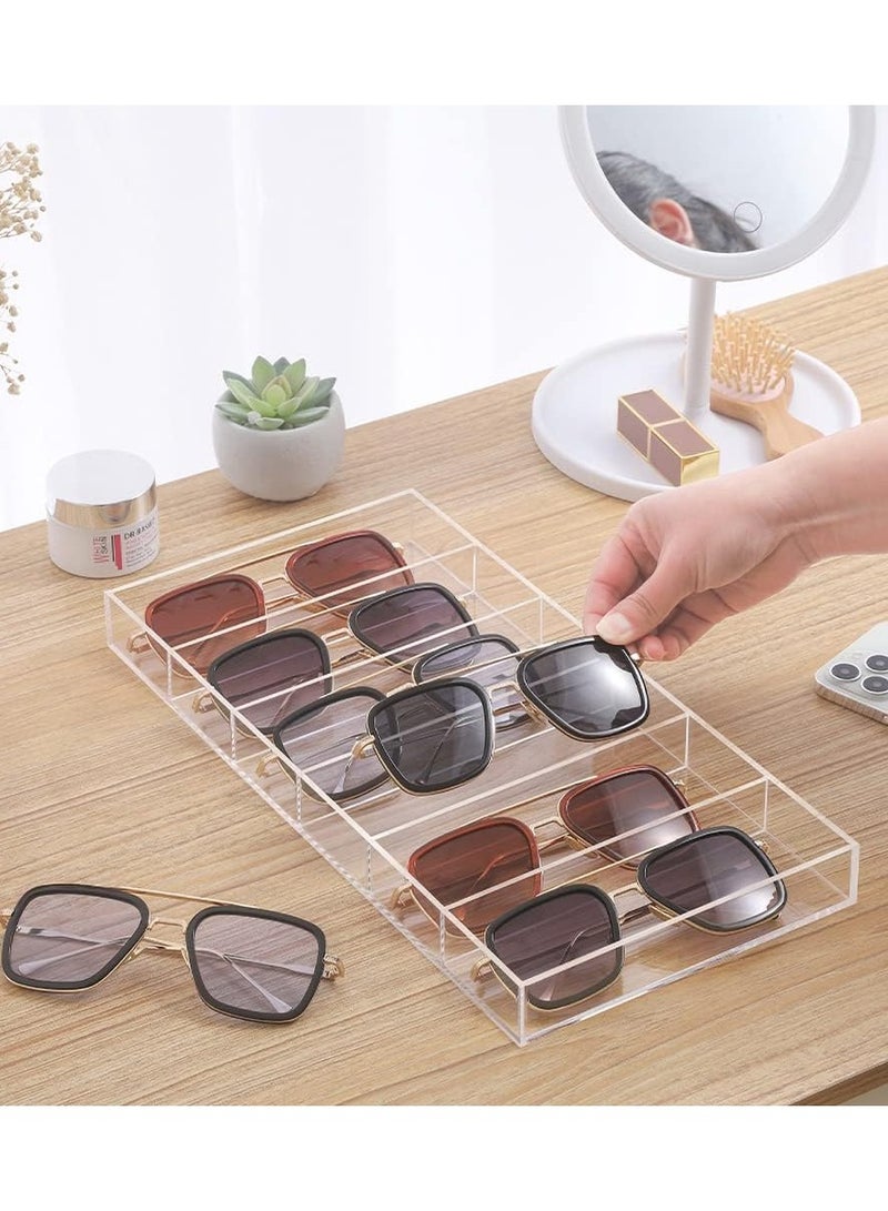 Acrylic Sunglasses Display Organizer, 6 Slot Clear Eyeglasses Storage Case Tray