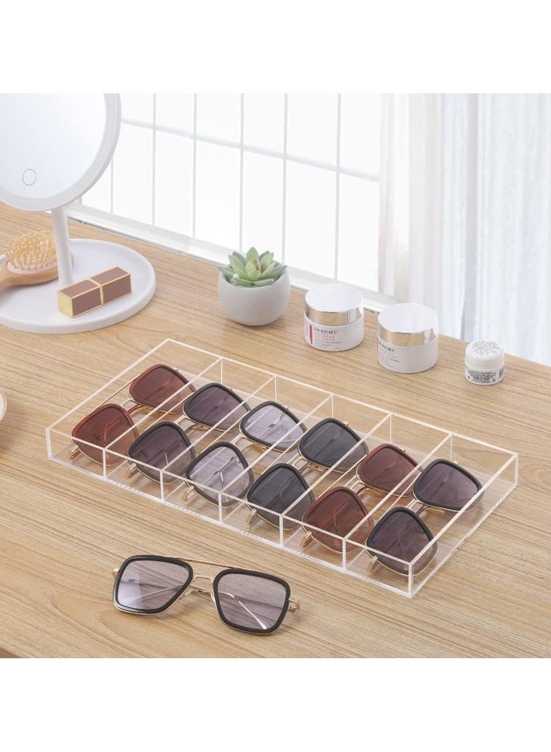 Acrylic Sunglasses Display Organizer, 6 Slot Clear Eyeglasses Storage Case Tray