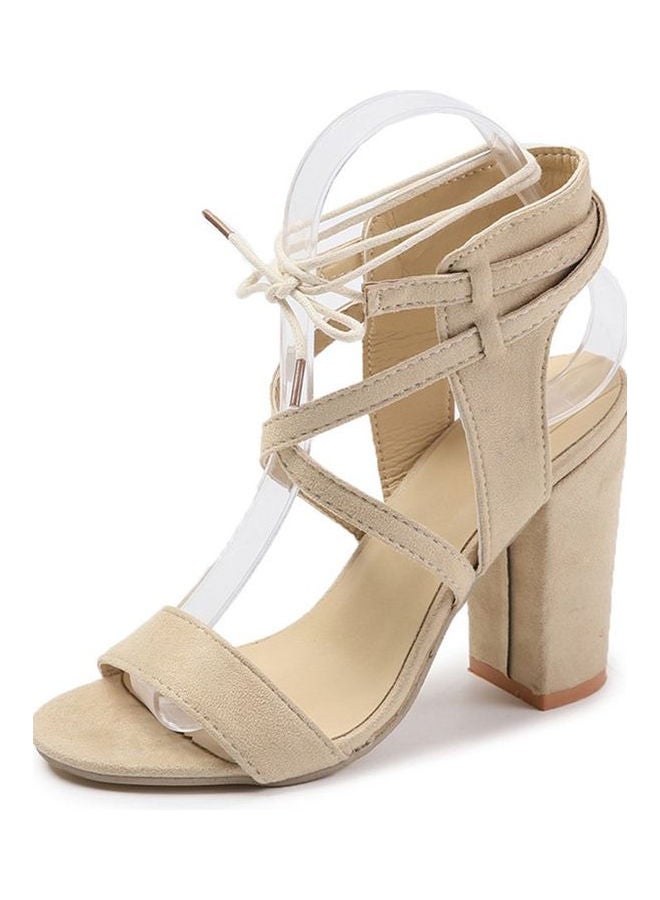 Ankle Strap High Heel Sandals Beige