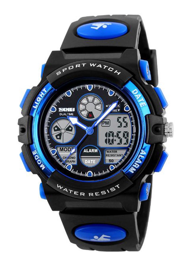 Boys' PU Leather Analog & Digital Wrist Watch J1163 - 44 mm -Black/Blue