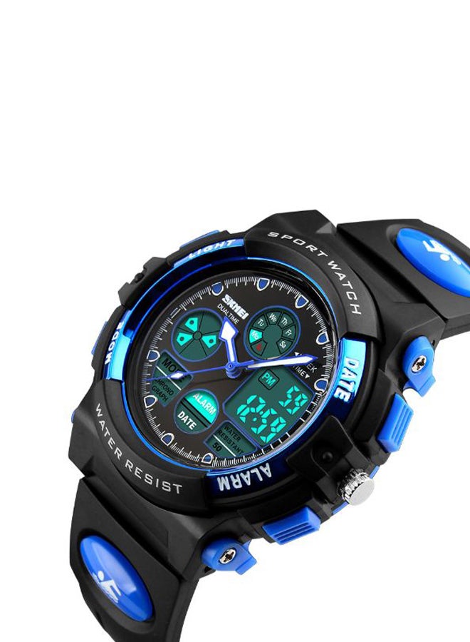 Boys' PU Leather Analog & Digital Wrist Watch J1163 - 44 mm -Black/Blue