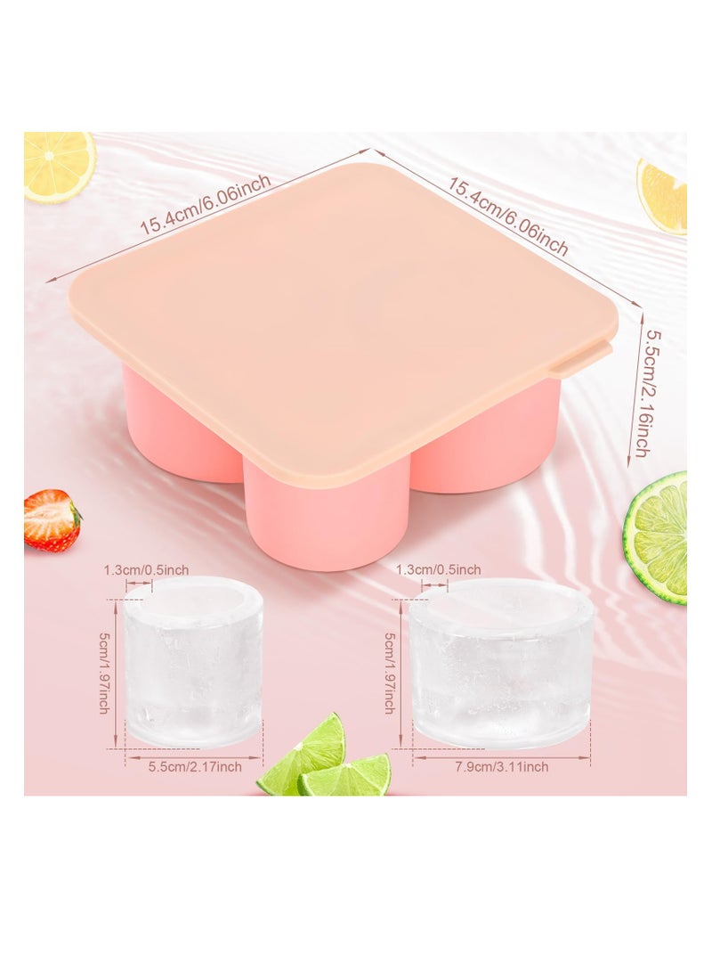 Ice Cube Tray for Stanley Cup, Silicone Ice Cube Molds for Stanley Tumbler Cup, Ice Cube Trays with Lids for Chilling Drinks, Coffee, Pink