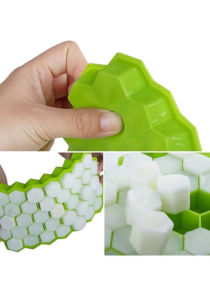 2 Pack Silicone Molds of Ice Cube Trays with Lid Flexible 4-Ice Trays BPA Free