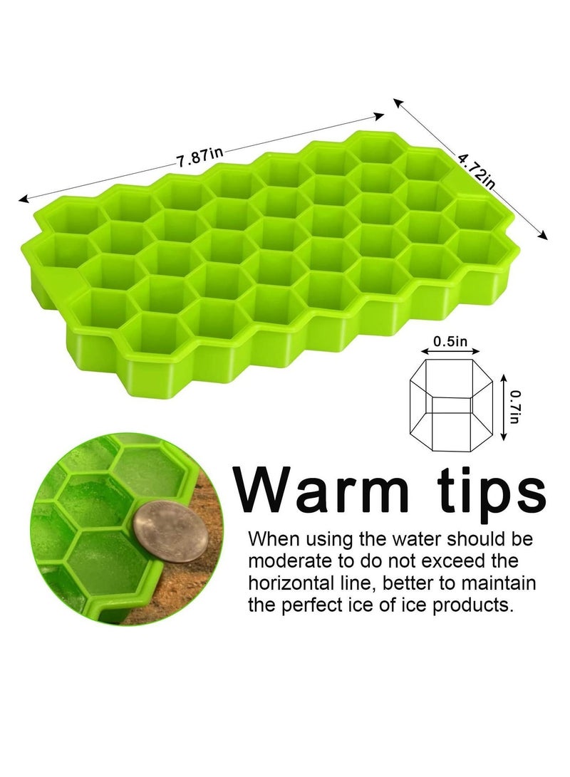 2 Pack Silicone Molds of Ice Cube Trays with Lid Flexible 4-Ice Trays BPA Free