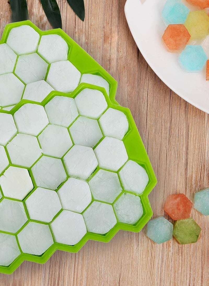 2 Pack Silicone Molds of Ice Cube Trays with Lid Flexible 4-Ice Trays BPA Free
