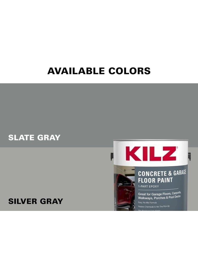 1-Part Epoxy Acrylic Concrete And Garage Floor Paint Interior Exterior Satin Silver Grey 1 Gallon