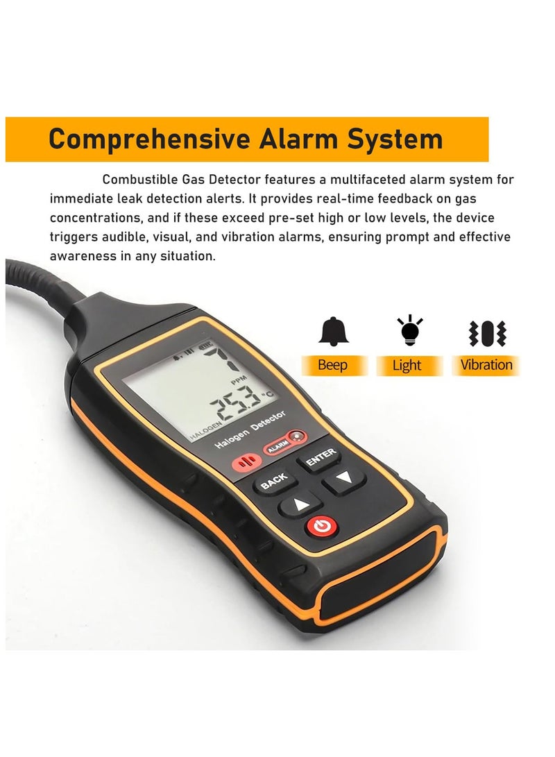 Refrigerant Leak Detector – Advanced HVAC/Auto & Halogen Sniffer with LCD Display, High Accurately Detects R22, R32, R134A, Ideal for Professional & Home Use, Fast Response with Audio Alarm - Black