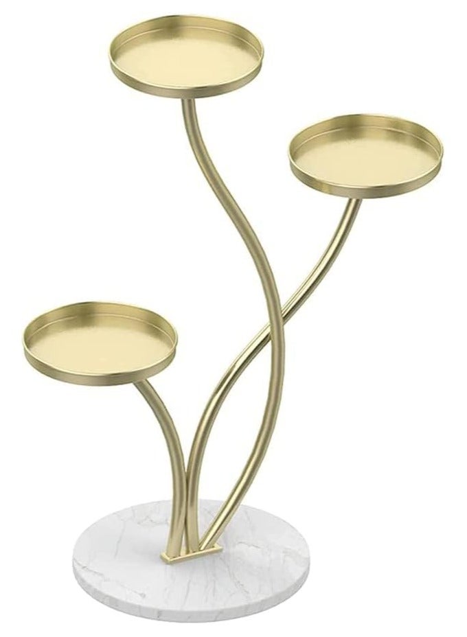 Plant Stand,Iron Flower Stand Indoor outdoor,Slate 3 Tier Tall Planter Stand,Corner Flower Pot Display Rack ,Potted Plant Holder,for Patio, Living Room, Garden, Balcony (Round Gold)