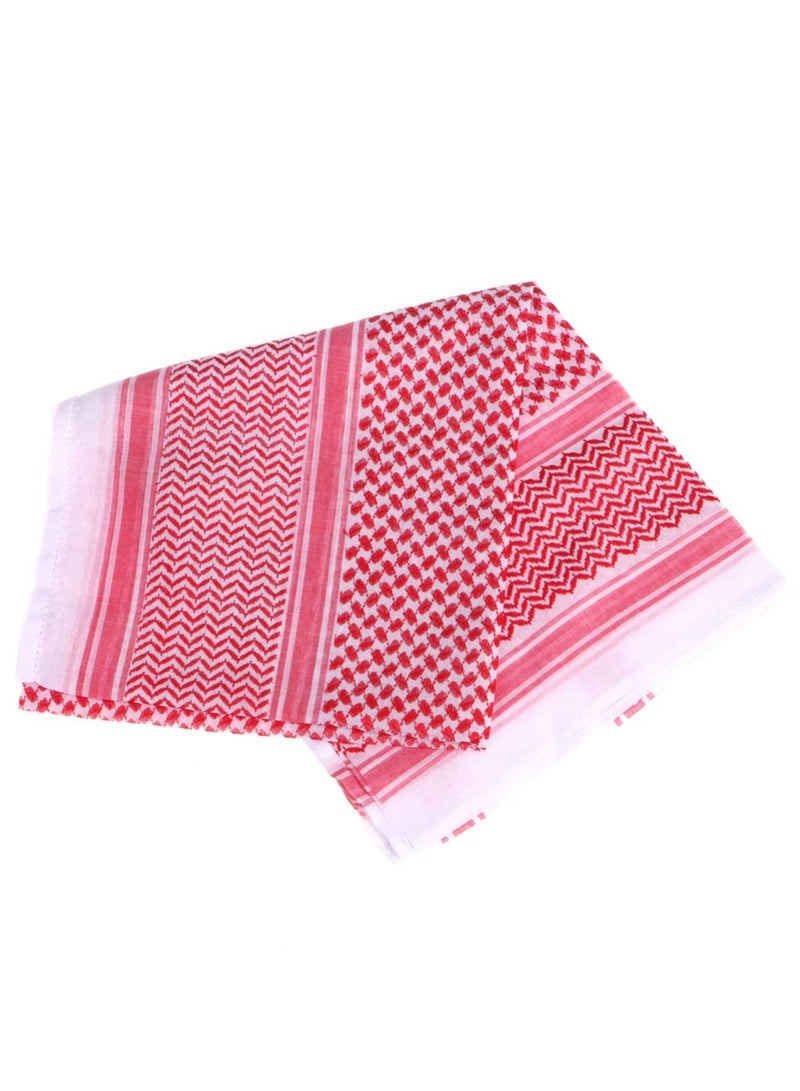 Men's Red Arab Kafiya Headscarf with Aqel Rope - Stylish Desert Keffiyeh Turban for Casual Wear (55x55 inch)