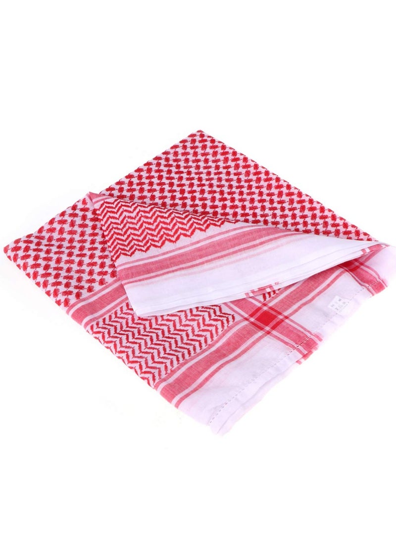 Men's Red Arab Kafiya Headscarf with Aqel Rope - Stylish Desert Keffiyeh Turban for Casual Wear (55x55 inch)