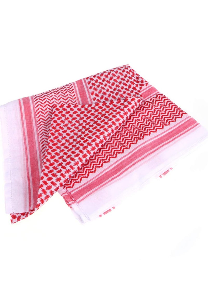 Men's Red Arab Kafiya Headscarf with Aqel Rope - Stylish Desert Keffiyeh Turban for Casual Wear (55x55 inch)