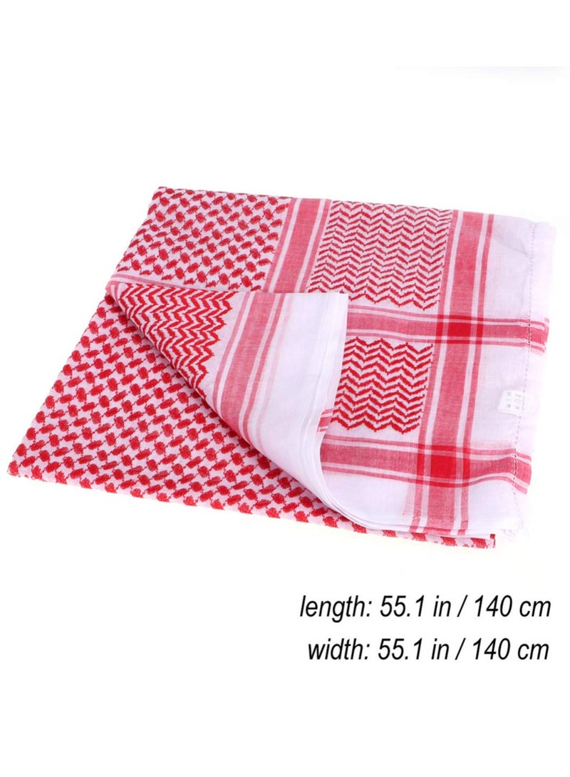 Men's Red Arab Kafiya Headscarf with Aqel Rope - Stylish Desert Keffiyeh Turban for Casual Wear (55x55 inch)