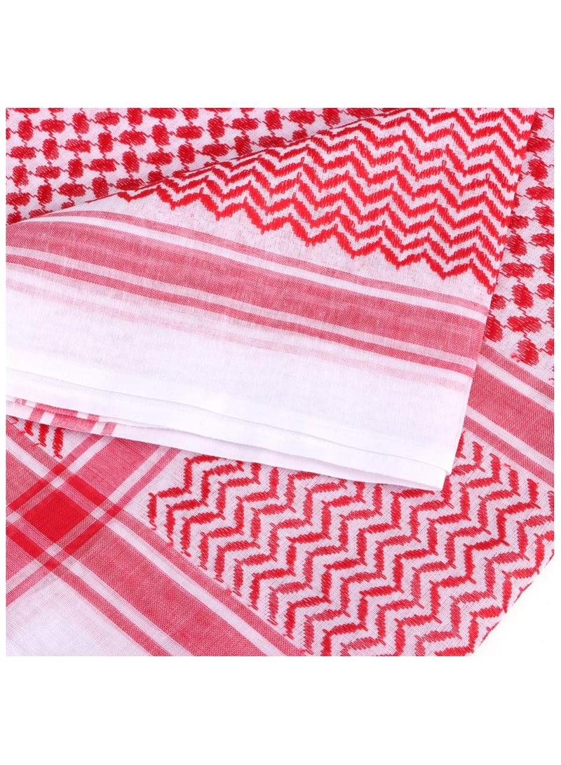 Men's Red Arab Kafiya Headscarf with Aqel Rope - Stylish Desert Keffiyeh Turban for Casual Wear (55x55 inch)