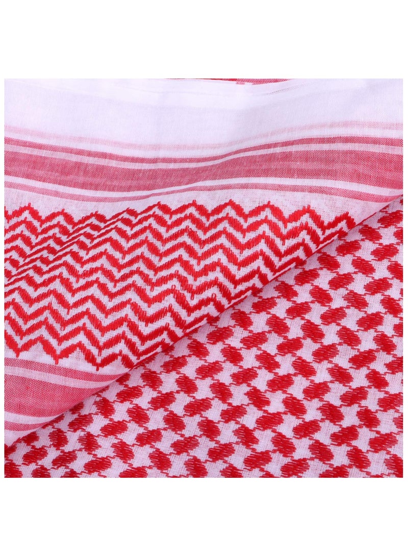 Men's Red Arab Kafiya Headscarf with Aqel Rope - Stylish Desert Keffiyeh Turban for Casual Wear (55x55 inch)