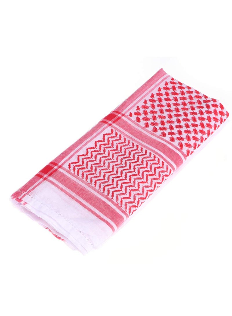 Men's Red Arab Kafiya Headscarf with Aqel Rope - Stylish Desert Keffiyeh Turban for Casual Wear (55x55 inch)