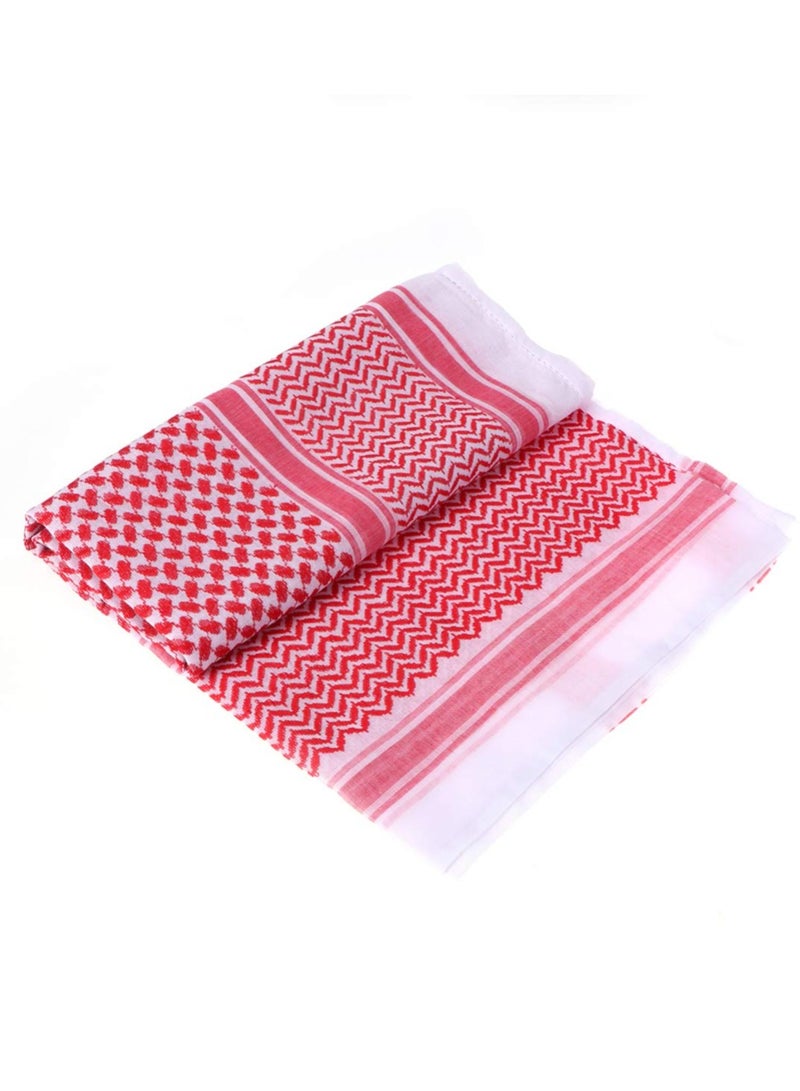 Men's Red Arab Kafiya Headscarf with Aqel Rope - Stylish Desert Keffiyeh Turban for Casual Wear (55x55 inch)