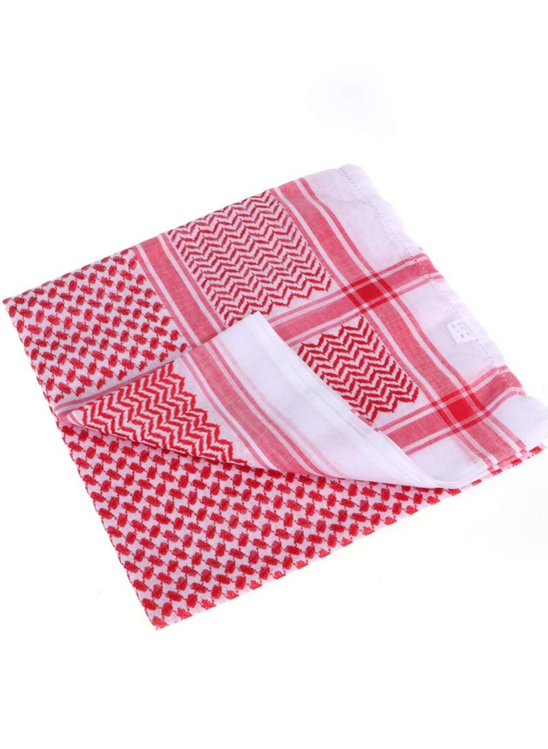 Men's Red Arab Kafiya Headscarf with Aqel Rope - Stylish Desert Keffiyeh Turban for Casual Wear (55x55 inch)