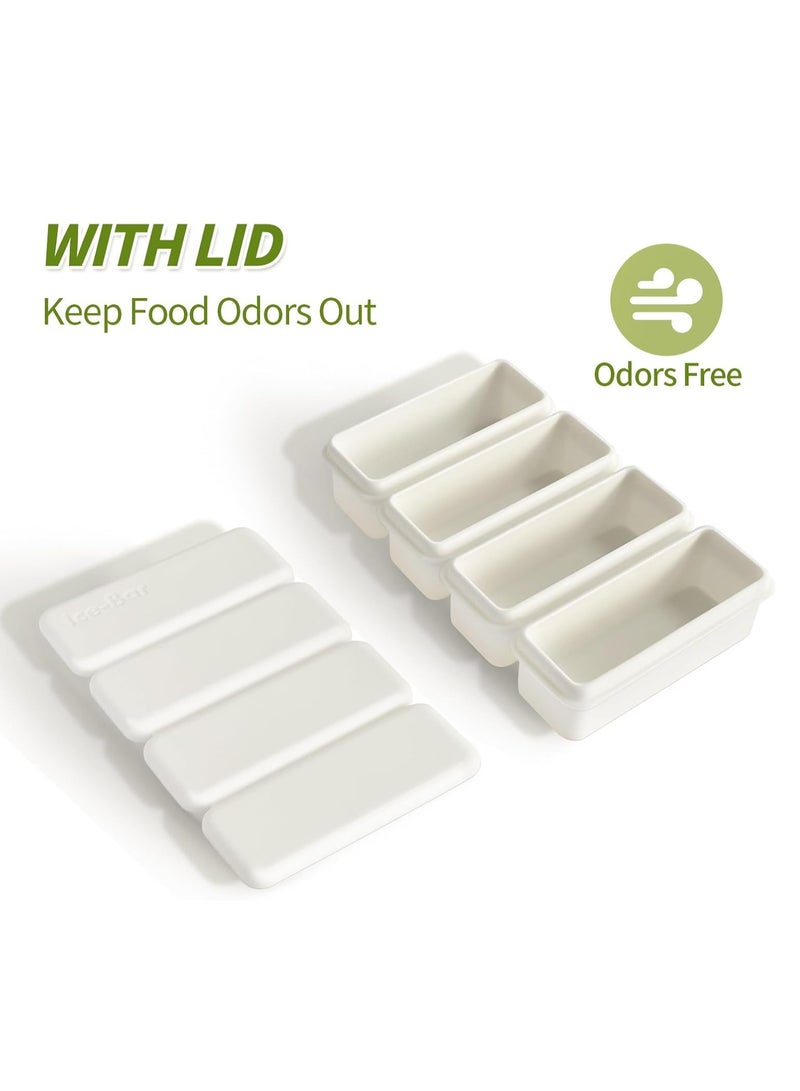 2Pcs Silicone Ice Cube Tray, Water Bottle Ice Cube Tray, with Lid, Premium Stackable Large Ice Cube Molds, Rectangle Silicone Molds, for Freezer, for Soup, Butter, Baking, Easy Release, White