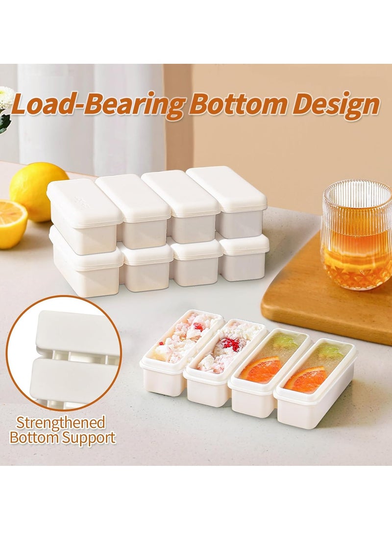 2Pcs Silicone Ice Cube Tray, Water Bottle Ice Cube Tray, with Lid, Premium Stackable Large Ice Cube Molds, Rectangle Silicone Molds, for Freezer, for Soup, Butter, Baking, Easy Release, White