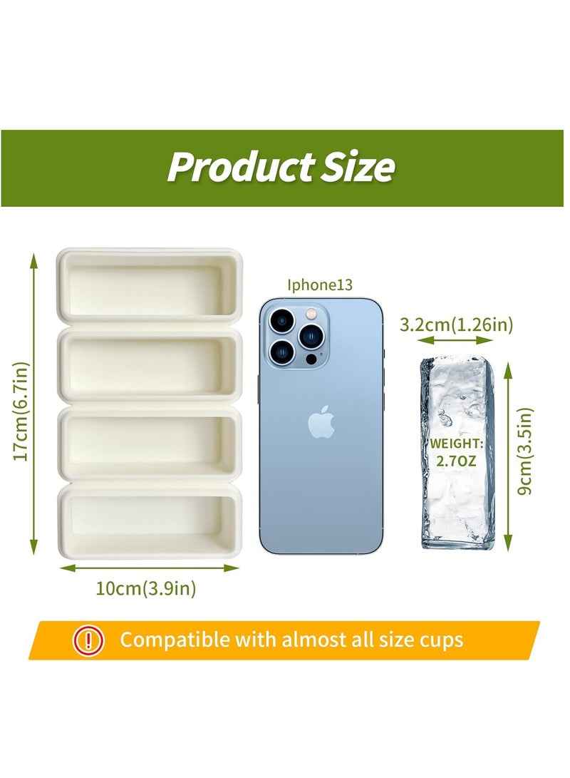 2Pcs Silicone Ice Cube Tray, Water Bottle Ice Cube Tray, with Lid, Premium Stackable Large Ice Cube Molds, Rectangle Silicone Molds, for Freezer, for Soup, Butter, Baking, Easy Release, White