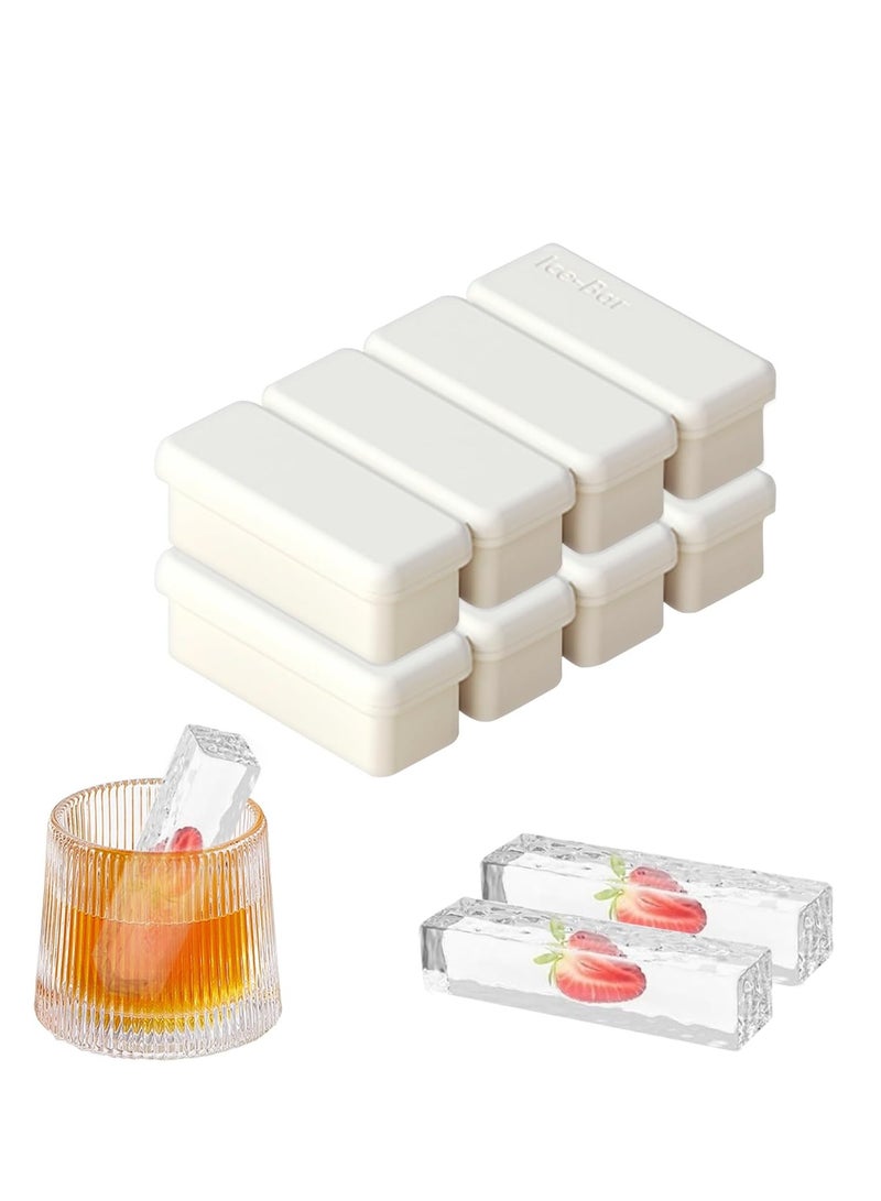 2Pcs Silicone Ice Cube Tray, Water Bottle Ice Cube Tray, with Lid, Premium Stackable Large Ice Cube Molds, Rectangle Silicone Molds, for Freezer, for Soup, Butter, Baking, Easy Release, White