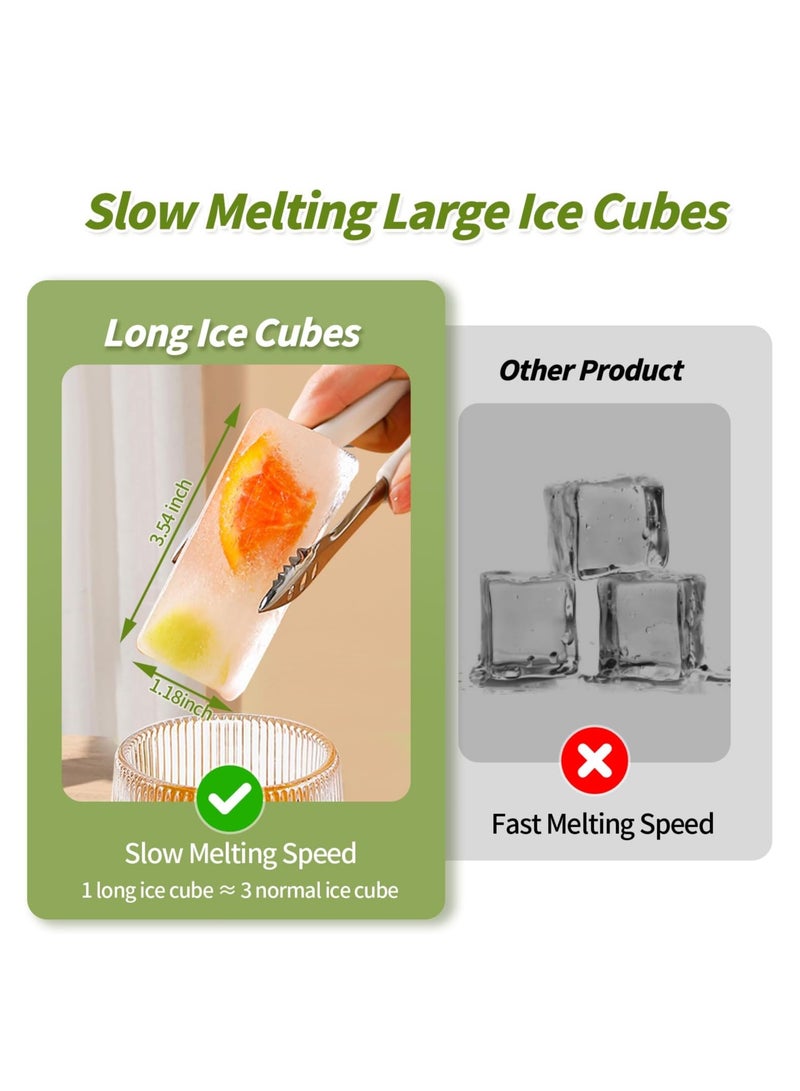 2Pcs Silicone Ice Cube Tray, Water Bottle Ice Cube Tray, with Lid, Premium Stackable Large Ice Cube Molds, Rectangle Silicone Molds, for Freezer, for Soup, Butter, Baking, Easy Release, White