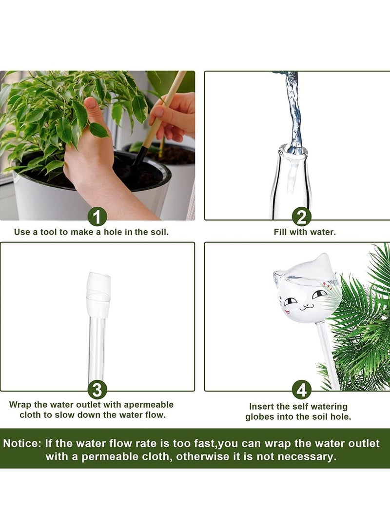 Plant Waterer Plastic Plant Watering Globes Self-Watering Bulbs Large Garden Watering Stakes Automatic Irrigation Device for Indoor Outdoor Plants Hand Blown Clear Glass for Indoor 3 Cats