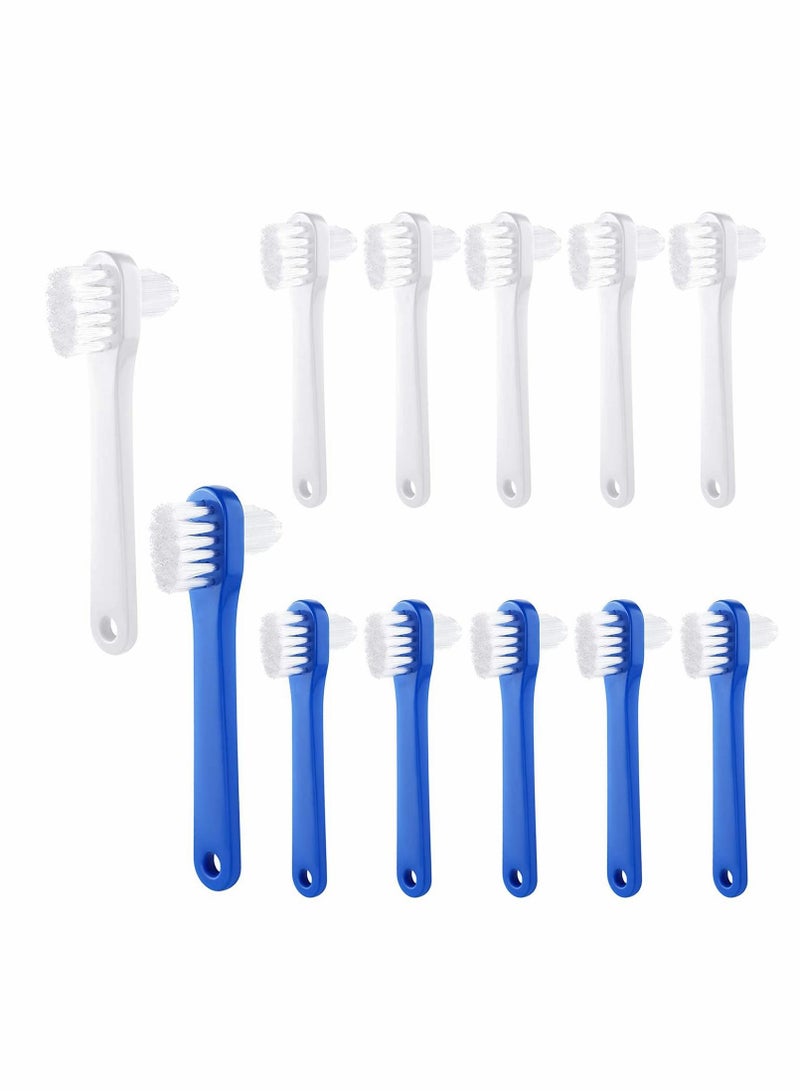 Denture Brush, Denture Dedicated Toothbrush, Dual Head Toothbrushes Hard Denture Cleaning Brush Multi-Layered Bristles Portable Denture Cleaning Tool 2 Colors