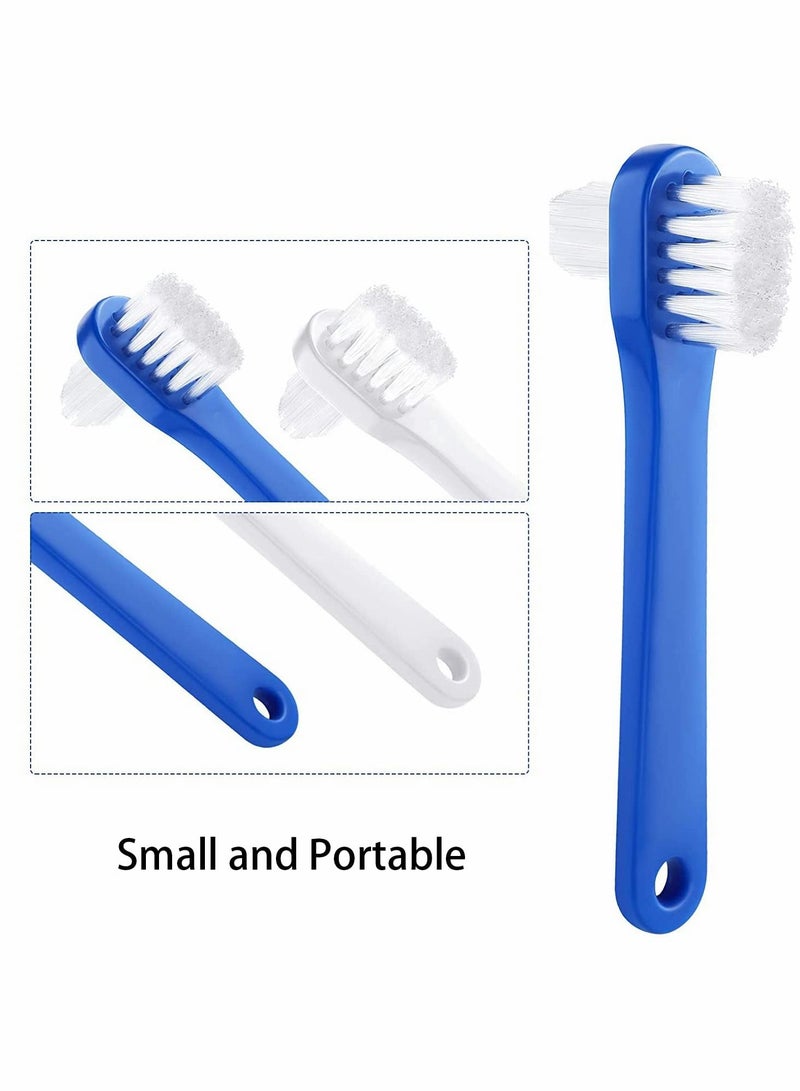 Denture Brush, Denture Dedicated Toothbrush, Dual Head Toothbrushes Hard Denture Cleaning Brush Multi-Layered Bristles Portable Denture Cleaning Tool 2 Colors