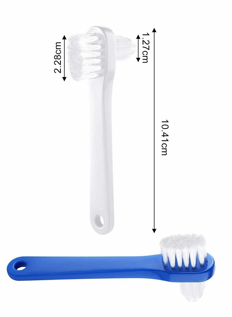 Denture Brush, Denture Dedicated Toothbrush, Dual Head Toothbrushes Hard Denture Cleaning Brush Multi-Layered Bristles Portable Denture Cleaning Tool 2 Colors