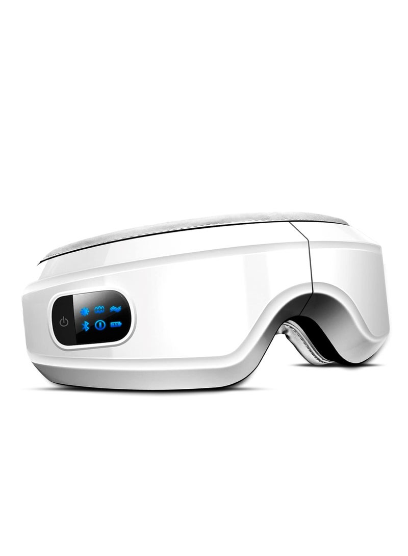 Rechargeable Eye Massager with Heat and Vibration, Bluetooth Music Function, Perfect for Relaxation and Reducing Eye Strain, Dark Circles and Dry Eyes