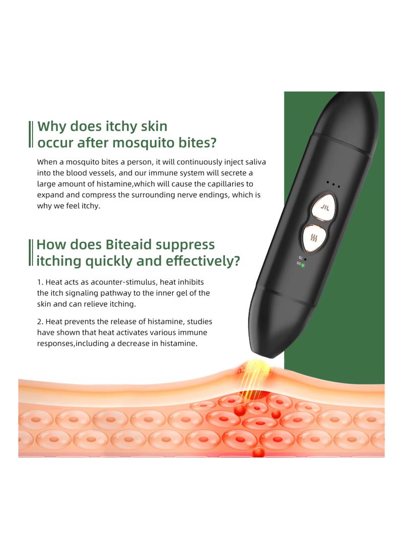 Insect Sting & Bite Relief, 2-IN-1 Bug Bite Relief with Suction Tool and Heat Mosquito Itch Relief, Rechargeable Bug Bite Sucker & Fast Itch Relief from Bug & Mosquito Bites, Summer Outdoor Gadget