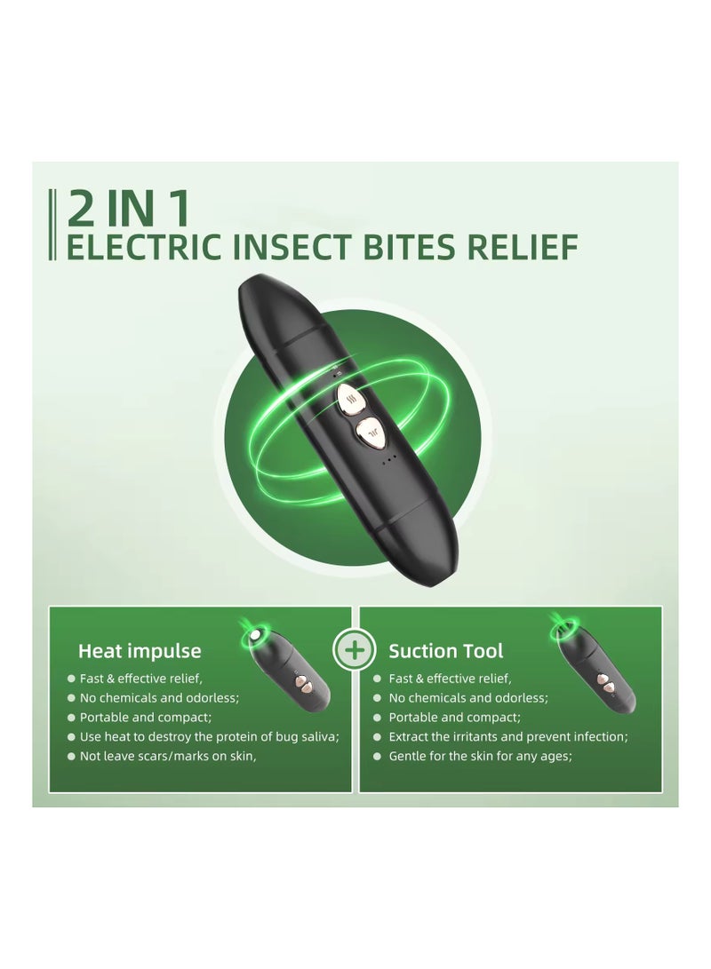 Insect Sting & Bite Relief, 2-IN-1 Bug Bite Relief with Suction Tool and Heat Mosquito Itch Relief, Rechargeable Bug Bite Sucker & Fast Itch Relief from Bug & Mosquito Bites, Summer Outdoor Gadget