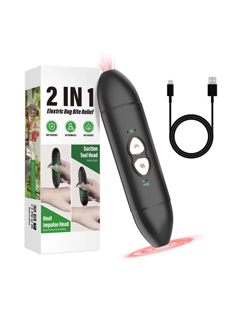 Insect Sting & Bite Relief, 2-IN-1 Bug Bite Relief with Suction Tool and Heat Mosquito Itch Relief, Rechargeable Bug Bite Sucker & Fast Itch Relief from Bug & Mosquito Bites, Summer Outdoor Gadget