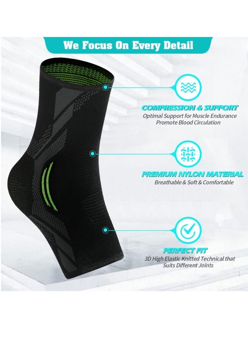 Ankle Brace Compression, 1 Pair Ankle Sleeve for Sprained Ankle, Injury Recovery, Joint Pain, Achilles Tendonitis Support, Plantar Fasciitis Sock Reduce Swelling, Heel Spur Pain (S)