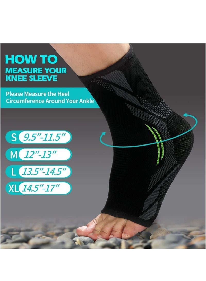 Ankle Brace Compression, 1 Pair Ankle Sleeve for Sprained Ankle, Injury Recovery, Joint Pain, Achilles Tendonitis Support, Plantar Fasciitis Sock Reduce Swelling, Heel Spur Pain (S)