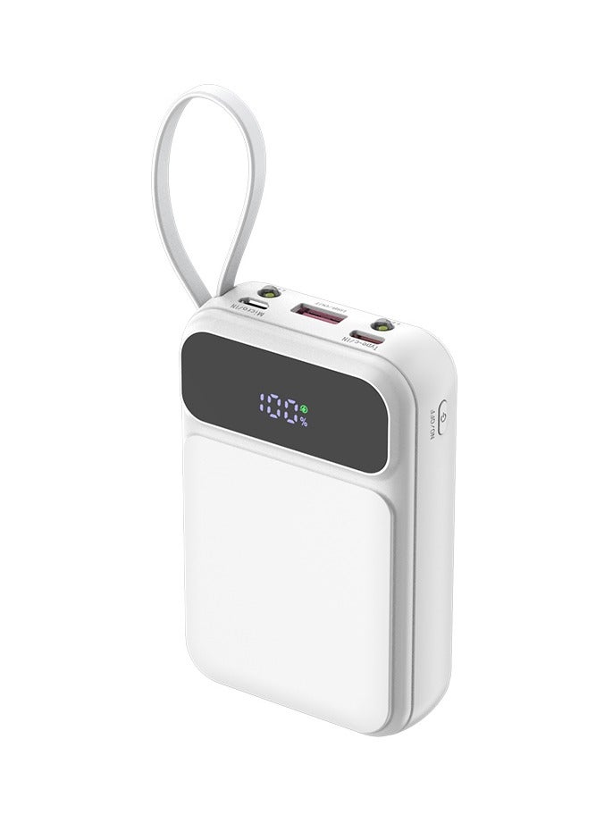 WST 10000mAh Powerbank, SCP 22.5W Fast Charging Output, Intelligent Digital Display, Come with 4 Built-in-cables, 3Inputs & 5Outputs Ports, Emergency LED Light - White