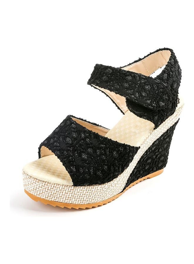 One-Character High-Heel Sandals Black
