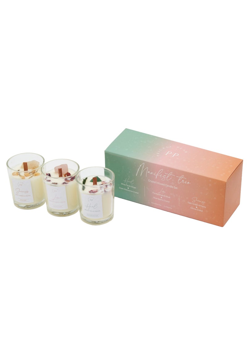 Manifest Crystal Candle Trio