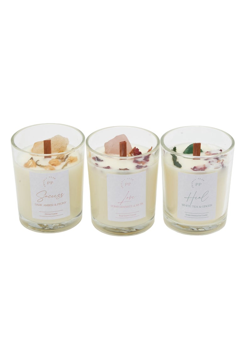 Manifest Crystal Candle Trio