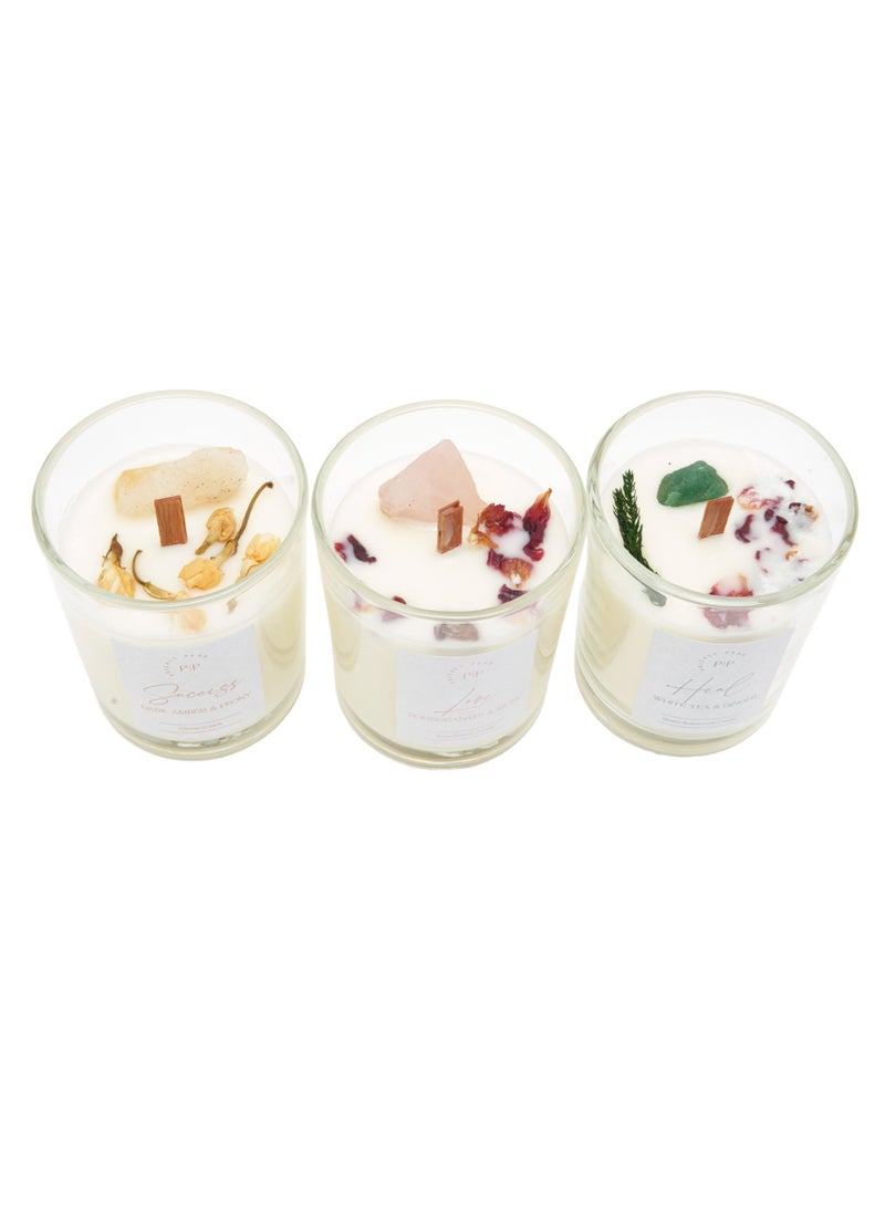 Manifest Crystal Candle Trio