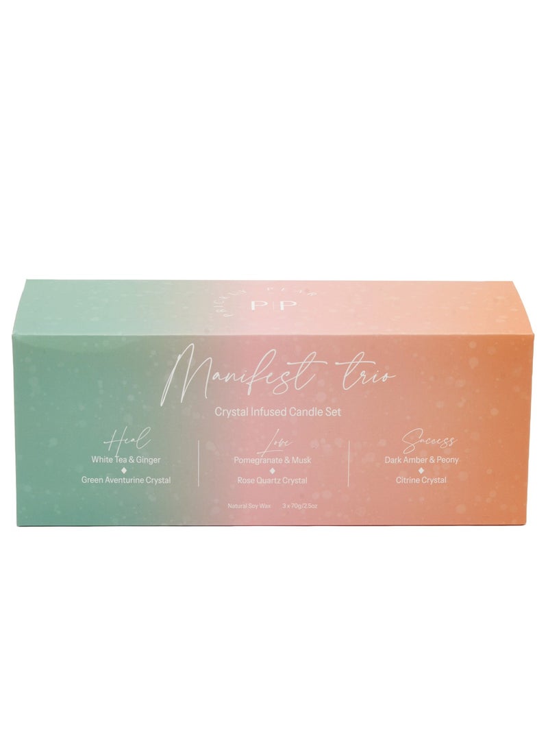 Manifest Crystal Candle Trio