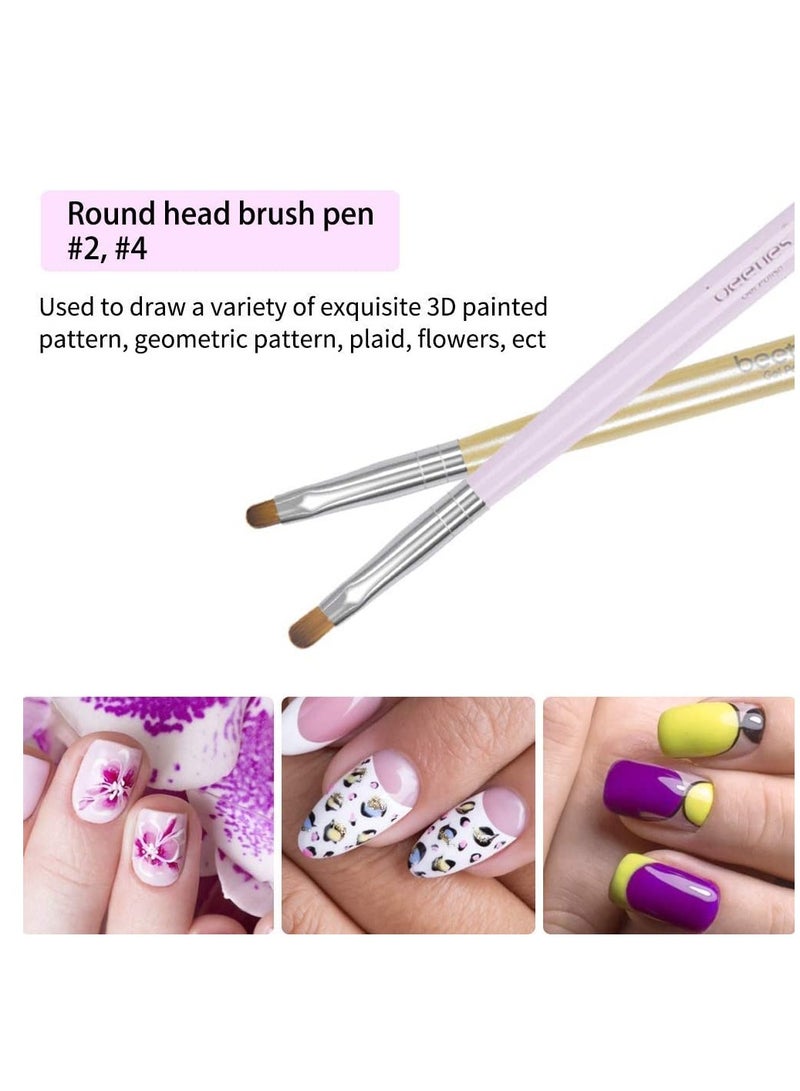 Nail Brush, Beetle Gel, 7-Piece Set of, Extended Artistic Skills, Builder Drawing Pen, Suitable for Home and Salon Use, Nails, Carving, Nylon, Create Feminine Beauty